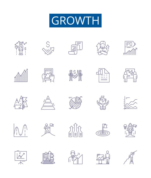 Die Zeichen Für Wachstum Stehen Auf Wachstum Designsammlung Von Expansion — Stockvektor