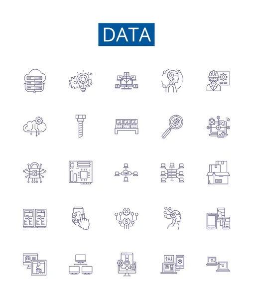 Ikony Datových Čar Nastaveny Design Kolekce Dat Analytics Analysis Storage — Stockový vektor