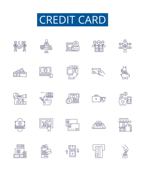 Ікона Лінії Кредитних Карток Встановлена Колекція Дизайну Card Credit Debit — стоковий вектор