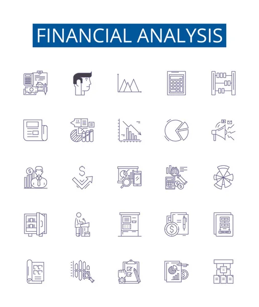Borden Met Pictogrammen Voor Financiële Analyse Ontwerp Collectie Van Begroting — Stockvector