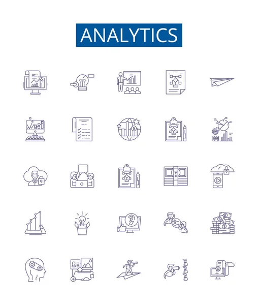 Značky Řádků Analytics Jsou Nastaveny Design Kolekce Analytiky Sledování Data — Stockový vektor