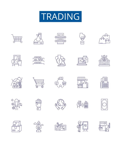 Ikony Obchodních Linek Nastaveny Design Kolekce Trading Exchange Speulation Business — Stockový vektor