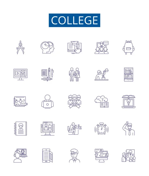 College Linie Symbole Zeichen Gesetzt Designsammlung Von College Hochschulbildung Universität — Stockvektor