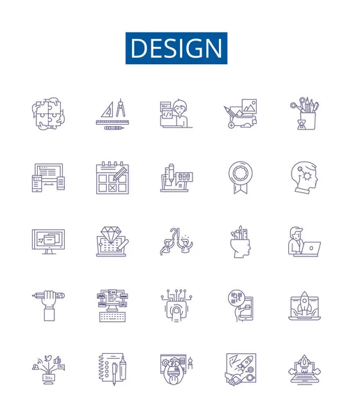 Zestaw Znaków Linii Designu Kolekcja Projektowa Projektowanie Kreatywność Estetyka Koncepcja — Wektor stockowy