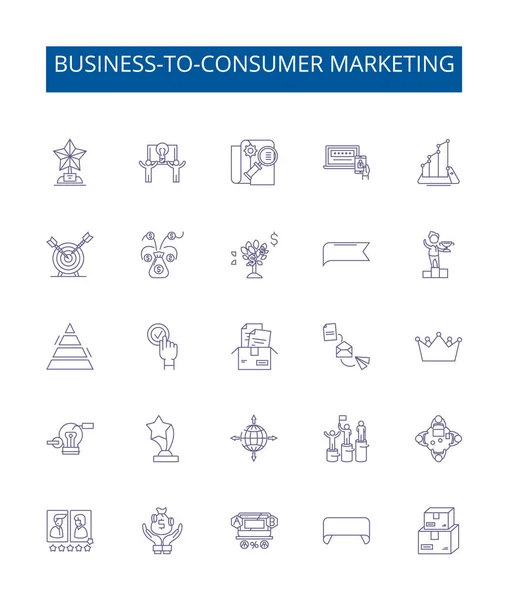 Business Consumer Marketing Line Icons Signs Set Design Collection Ecommerce — Stock Vector