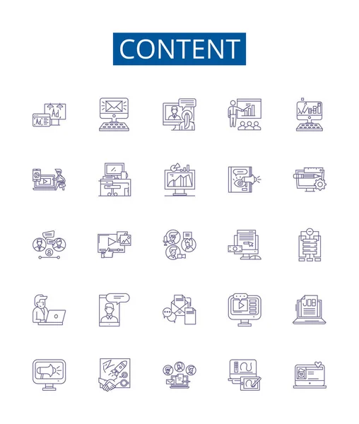 Inhaltszeilensymbole Werden Gesetzt Design Sammlung Von Inhalten Schreiben Text Artikel — Stockvektor