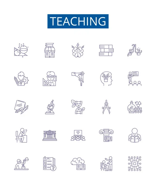 Εικονίδια Της Γραμμής Διδασκαλίας Ορίστηκαν Design Collection Instructing Εκπαίδευση Εκπαίδευση — Διανυσματικό Αρχείο