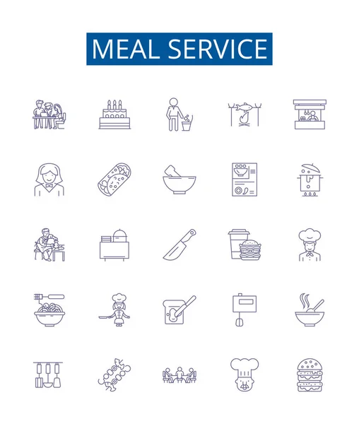 Meal Service Line Icons Signs Set Design Collection Meal Service — Stock Vector