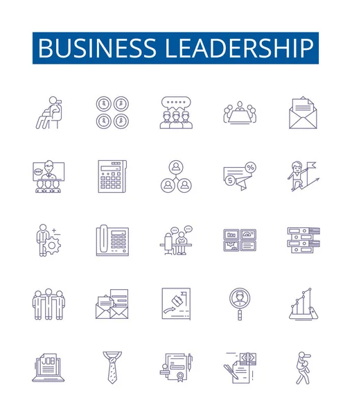 Ikony Vedení Podniku Nastaveny Design Kolekce Leadership Business Management Podnikání — Stockový vektor