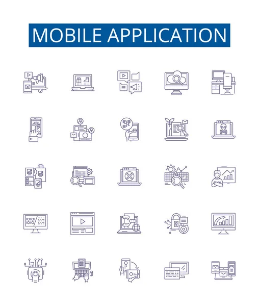Σήμανση Εικονιδίων Γραμμής Εφαρμογής Κινητού Design Collection Mobile Εφαρμογή App — Διανυσματικό Αρχείο
