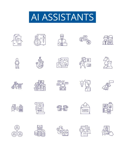 Assistentes Linha Ícones Sinais Definidos Coleção Design Assistentes Assistentes Alexa — Vetor de Stock