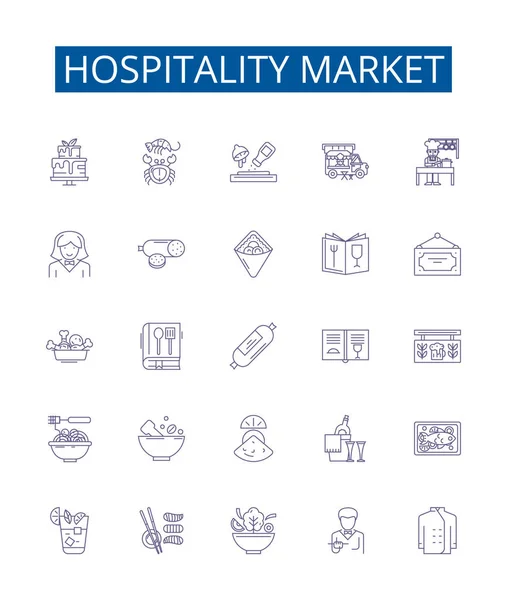 Marktzeichen Für Das Gastgewerbe Werden Gesetzt Designsammlung Von Hotel Resort — Stockvektor