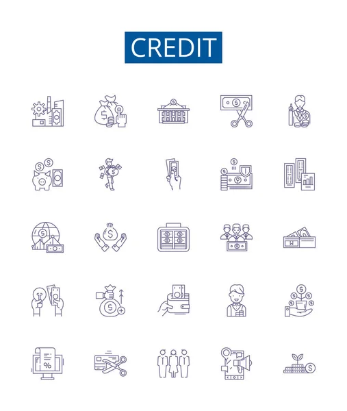 Иконки Кредитных Линий Установлены Коллекция Дизайна Кредитных Кредитных Денежных Карточных — стоковый вектор
