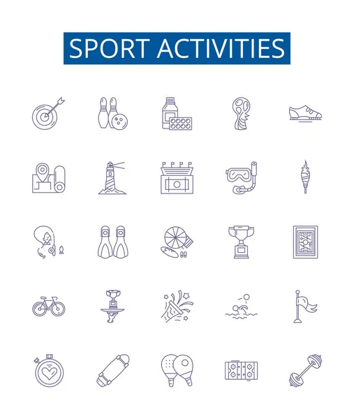 Sport Activités Ligne Icônes Signes Ensemble Collection Design Illustrations Concepts — Image vectorielle