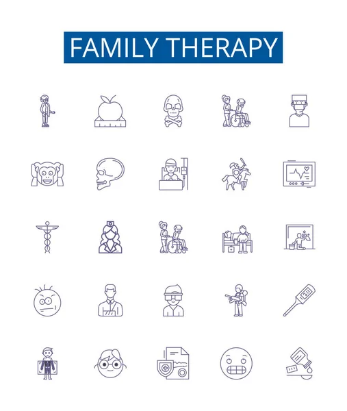Устанавливается Линия Семейной Терапии Коллекция Дизайна Семейных Терапевтических Консультационных Родительских — стоковый вектор