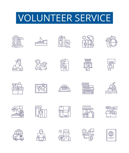 Volunteer Service Line Icons Signs Set Design Collection Volunteering Service — Stock Vector