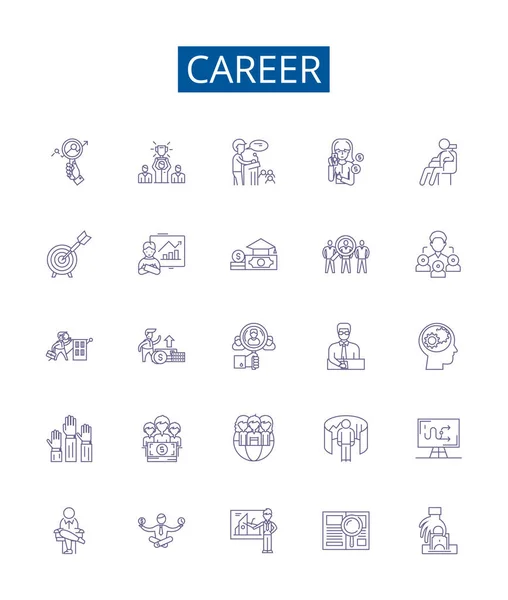 Γραμμή Καριέρας Εικονίδια Σήματα Που Design Collection Employment Job Occupation — Διανυσματικό Αρχείο