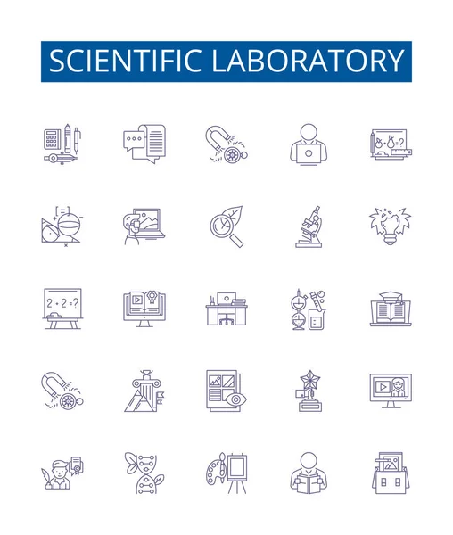 Línea Laboratorio Científico Iconos Signos Conjunto Diseño Colección Científico Laboratorio — Vector de stock