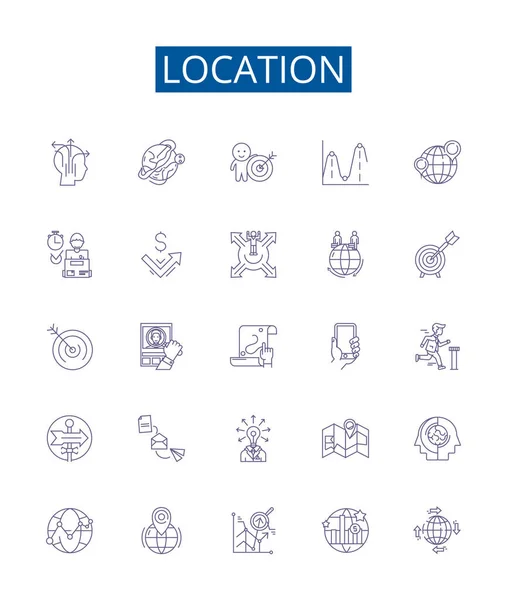 Ortseingangssymbole Werden Gesetzt Designsammlung Von Ort Ort Ort Position Fläche — Stockvektor