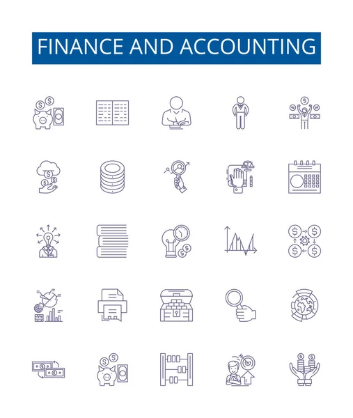 Набір Значків Фінансової Бухгалтерської Лінії Колекція Дизайну Фінанси Бухгалтерський Облік — стоковий вектор