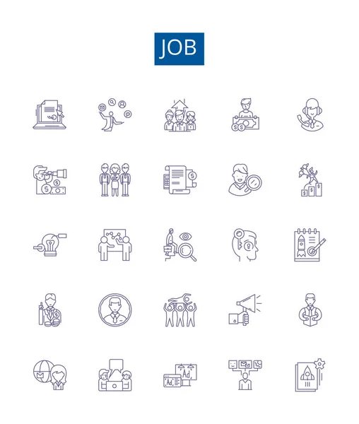 Job Line Icons Signs Set Design Collection Occupation Employment Task — Stock Vector