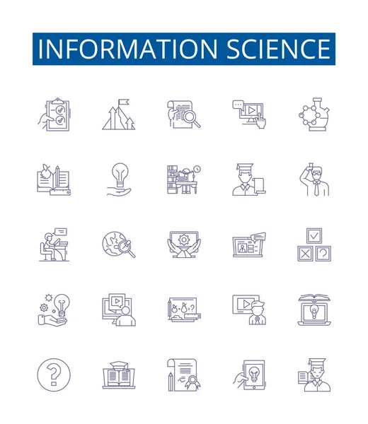 Γραμμή Πληροφορικής Εικονίδια Σήματα Που Design Collection Information Science Data — Διανυσματικό Αρχείο