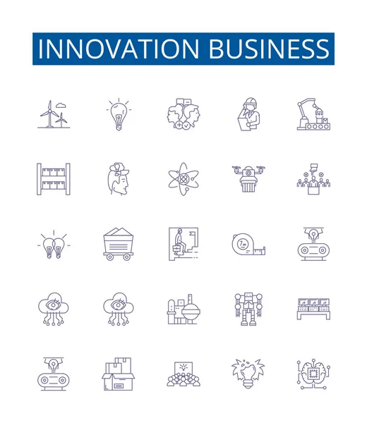 Inovação Linha Negócios Ícones Conjunto Sinais Coleção Design Inovador Empreendedorismo — Vetor de Stock