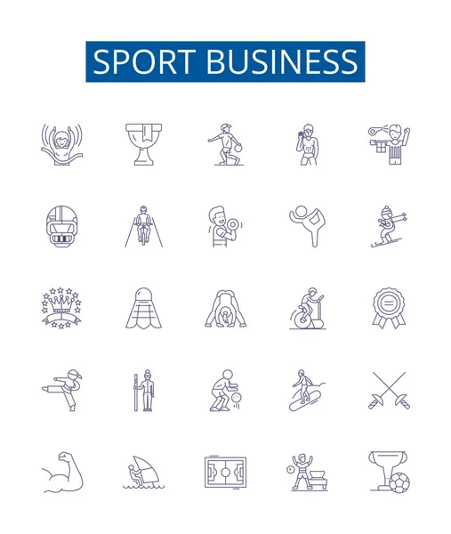 Sport Secteur Activité Icônes Signes Ensemble Design Collection Sports Business — Image vectorielle