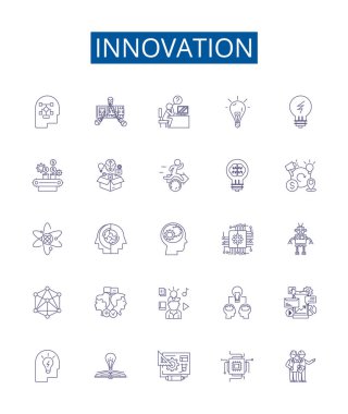 Innovation line icons signs set. Design collection of Innovate, Novel, Create, Advance, Pioneer, Breakthrough, Fresh, New outline vector concept illustrations clipart