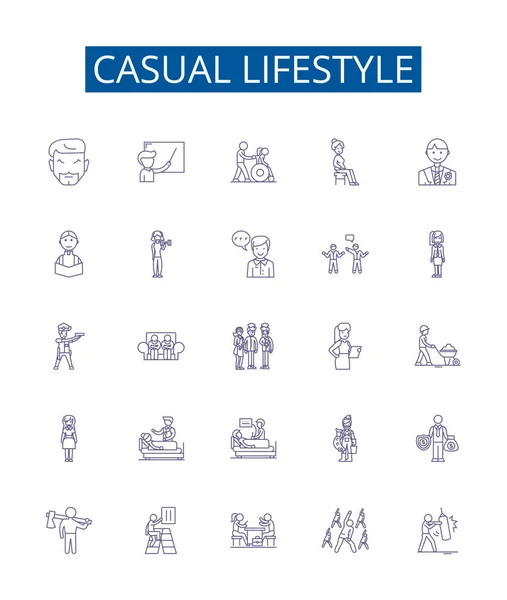 Casual Lifestyle Line Icons Signs Set Design Collection Casual Lifestyle — Stock Vector