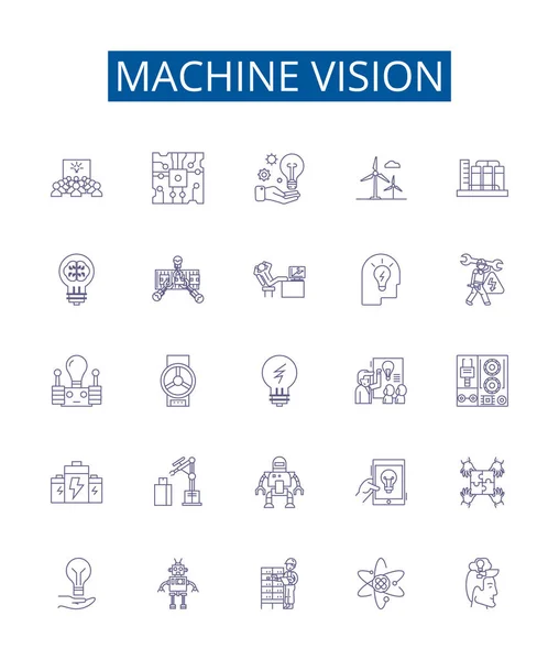 Μηχανική Οπτική Γραμμή Εικονίδια Σήματα Που Design Collection Robotics Automation — Διανυσματικό Αρχείο