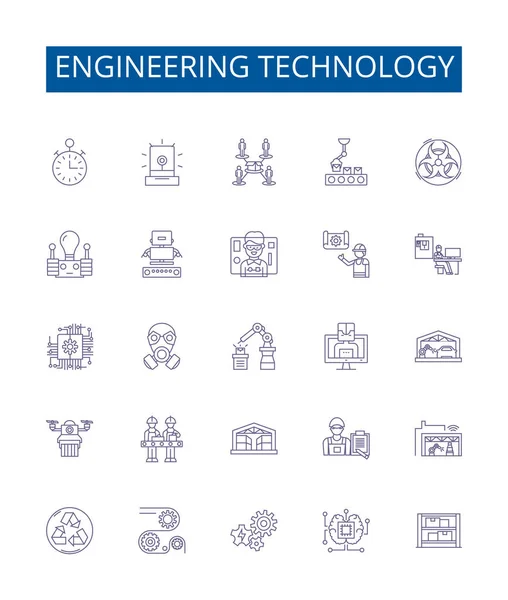 Набор Иконок Инженерных Линий Проектная Коллекция Инжиниринга Технологий Проектирования Производства — стоковый вектор