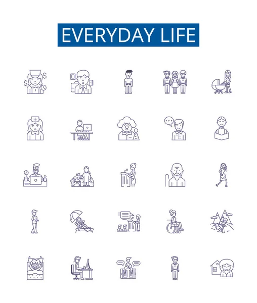 每天的生命线标志设置 标准日报 例行公事 门达内 设计集 定期概述病媒概念说明 — 图库矢量图片