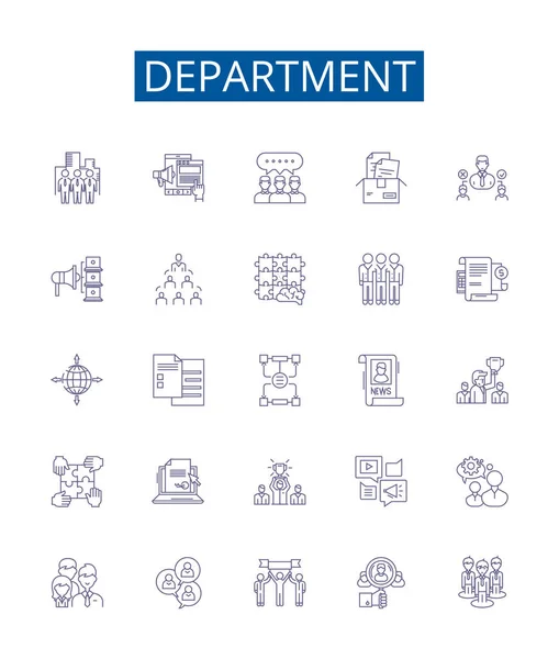 Визнаки Ікони Відділі Встановлені Колекція Дизайну Division Bureau Office Section — стоковий вектор