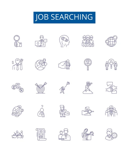 Ikony Ikon Wyszukiwania Pracy Ustawione Kolekcja Projektowanie Polowań Pracę Poszukiwanie — Wektor stockowy