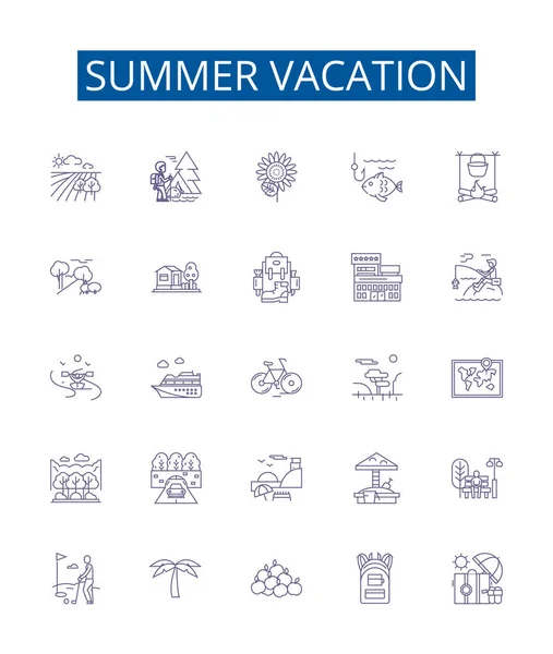 Вывески Летнего Отдыха Установлены Коллекция Дизайна Векторных Иллюстраций Holiday Vacation — стоковый вектор