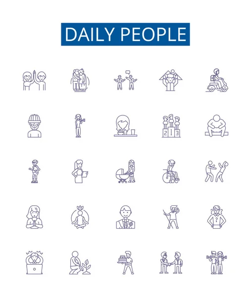 Denní Lidé Linkují Ikony Design Kolekce Dailypeople Individuálové Populace Obyvatelé — Stockový vektor