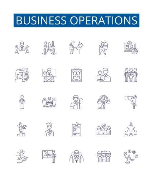 Ikony Operacji Biznesowych Linii Zestaw Znaków Kolekcja Projektowa Handlu Finansowanie — Wektor stockowy
