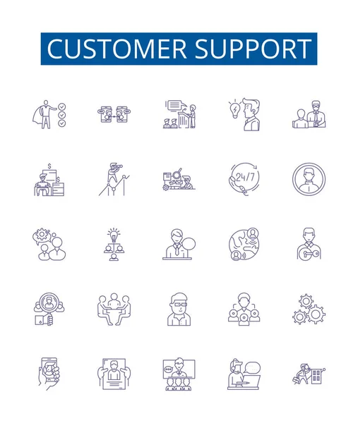 Die Symbole Der Kundenbetreuung Sind Gesetzt Designsammlung Von Hilfe Assistenz — Stockvektor