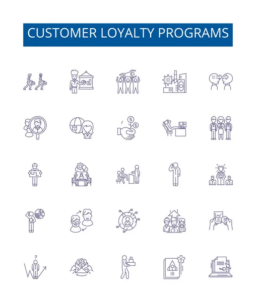 Программы Лояльности Клиентов Программы Линии Иконки Знаки Установлены Коллекция Наград — стоковый вектор