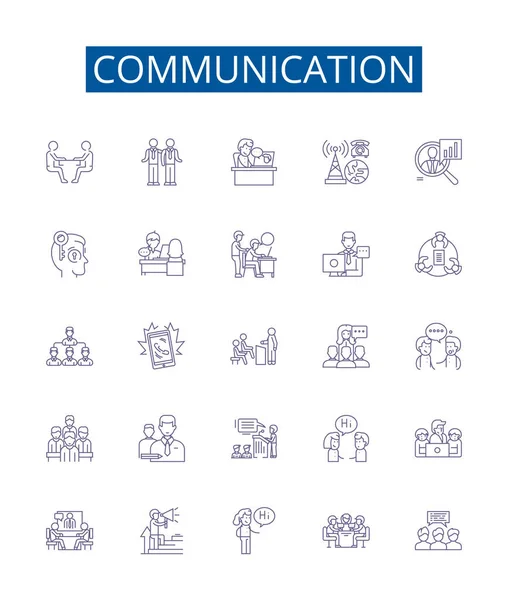 Ikony Linii Komunikacyjnej Ustawione Projekt Kolekcji Speech Pisanie Słuchanie Sygnały — Wektor stockowy