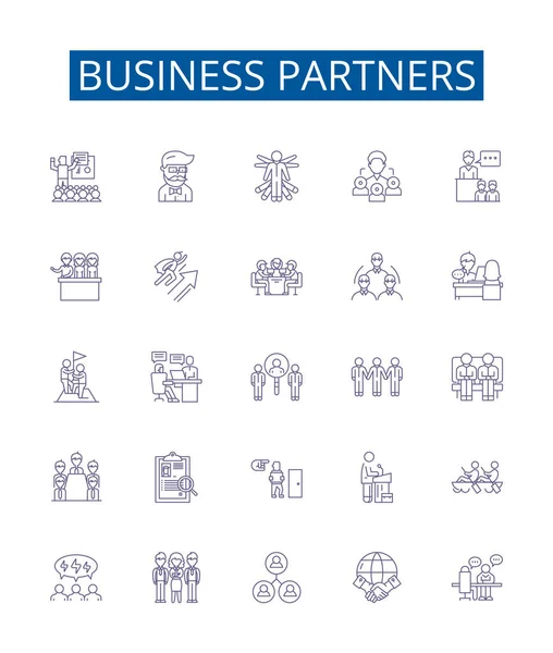 Business Partners Line Icons Signs Set Design Collection Partners Business — Stock Vector