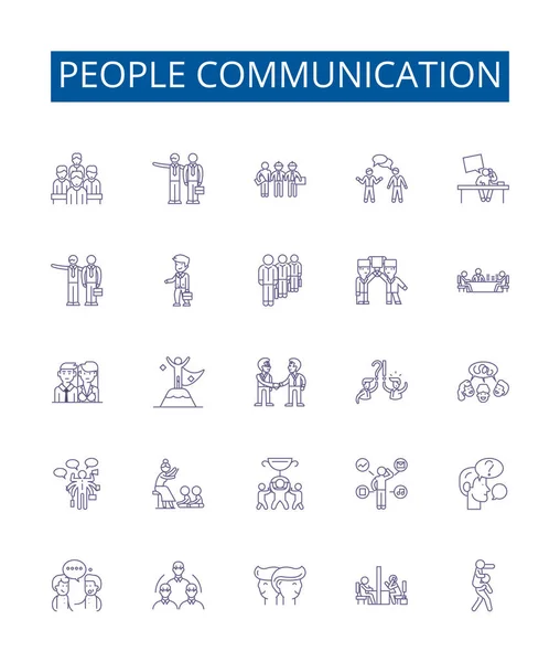 People Communication Line Icons Signs Set Design Collection Dialog Chatting — Stock Vector