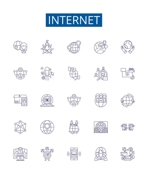Conjunto Signos Iconos Línea Internet Colección Diseño Ilustraciones Conceptos Vectoriales — Vector de stock