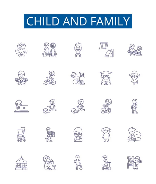 Знаки Икон Детей Семьи Установлены Коллекция Дизайна Детей Семьи Детства — стоковый вектор