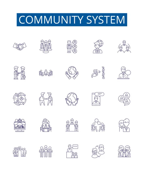 Sada Ikon Čar Systému Společenství Design Kolekce Sociálních Sítě Vztahy — Stockový vektor