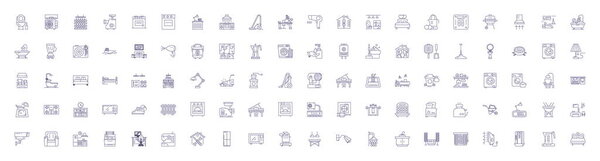 House and furniture line icons signs set. Design collection of house, furniture, home, decor, design, style, space, room outline vector concept illustrations