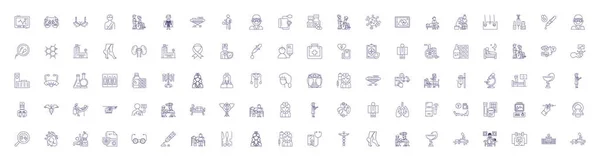 Línea Tratamiento Clínica Iconos Signos Establecidos Diseño Colección Clínica Tratamiento — Archivo Imágenes Vectoriales