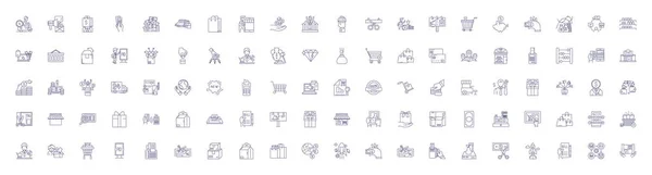 Shopping Customer Line Icons Signs Set Design Collection Shopping Customer — Stock Vector