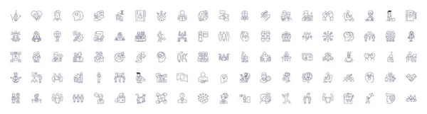 Psychology Line Icons Signs Set Design Collection Psychology Mind Brain — Stock Vector
